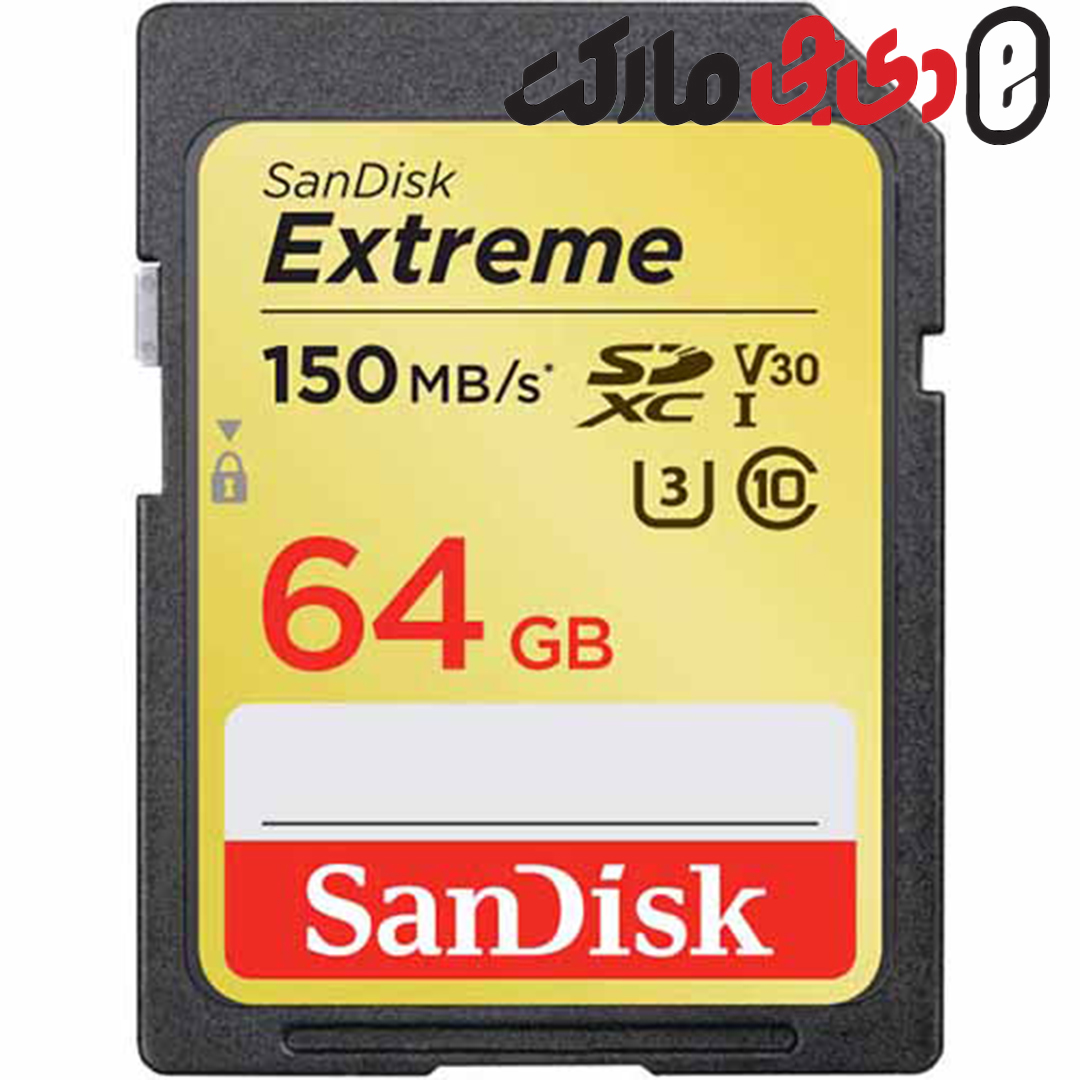 کارت حافظه سن دیسک SANDISK 64GB EXTREME SDXC UHS-I 150MB/S