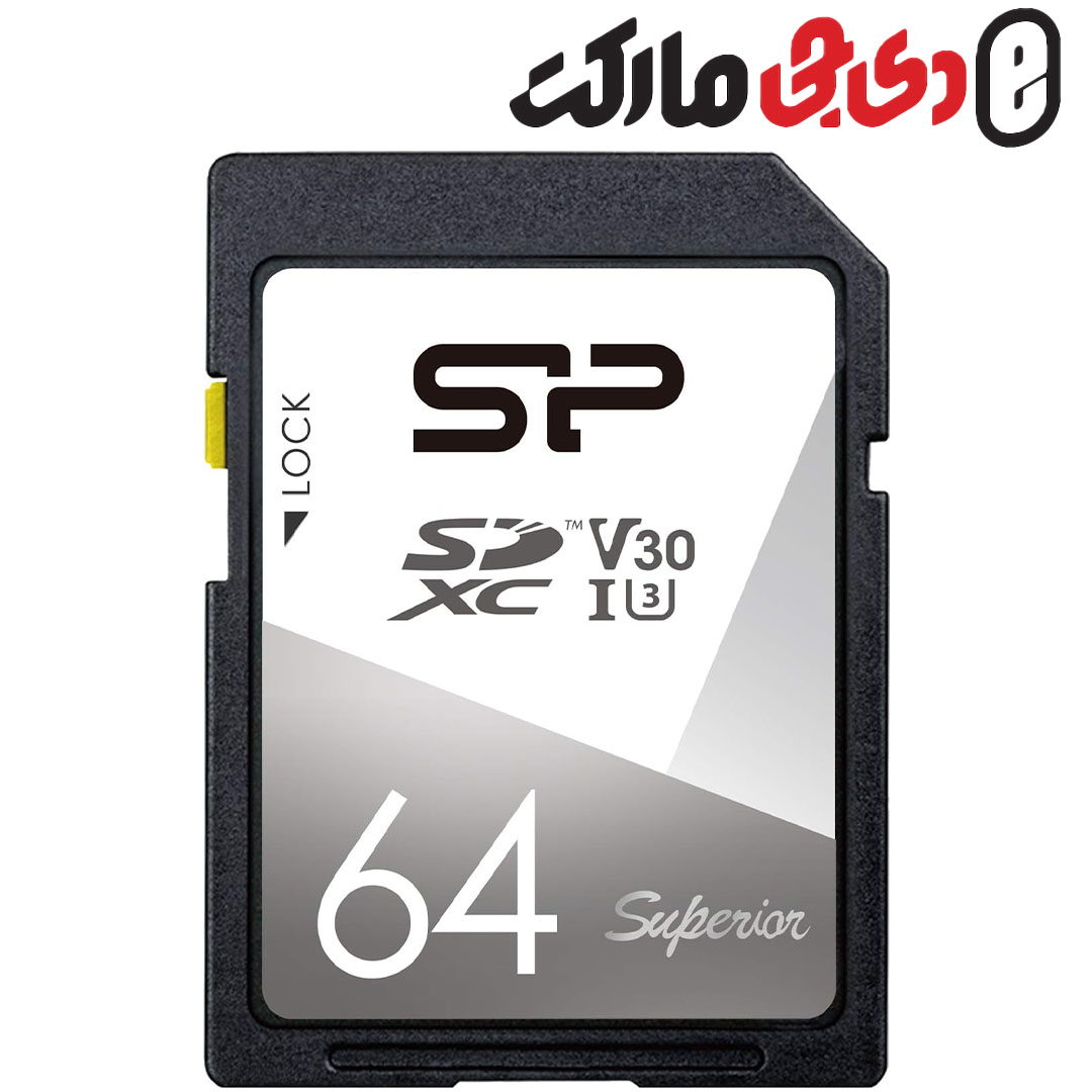 کارت حافظه مموری sd 64GB UHS-I UHS-I U3 V30 4K Compatible Class 10 SD Card, 100MB/s Maximum Transfer Rate SP064GBSDXCV3V10