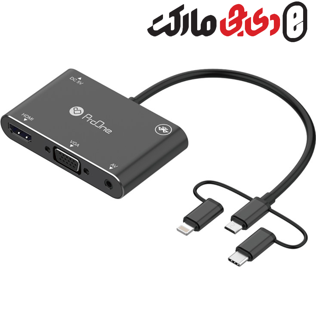 هاب و مبدل Type-C, Lightning, Micro-USB به HDMI, VGA پرووان (ProOne) مدل PHU560